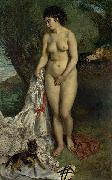 Pierre-Auguste Renoir Bather with a Griffon Dog  Lise on the Bank of the Seine Spain oil painting artist